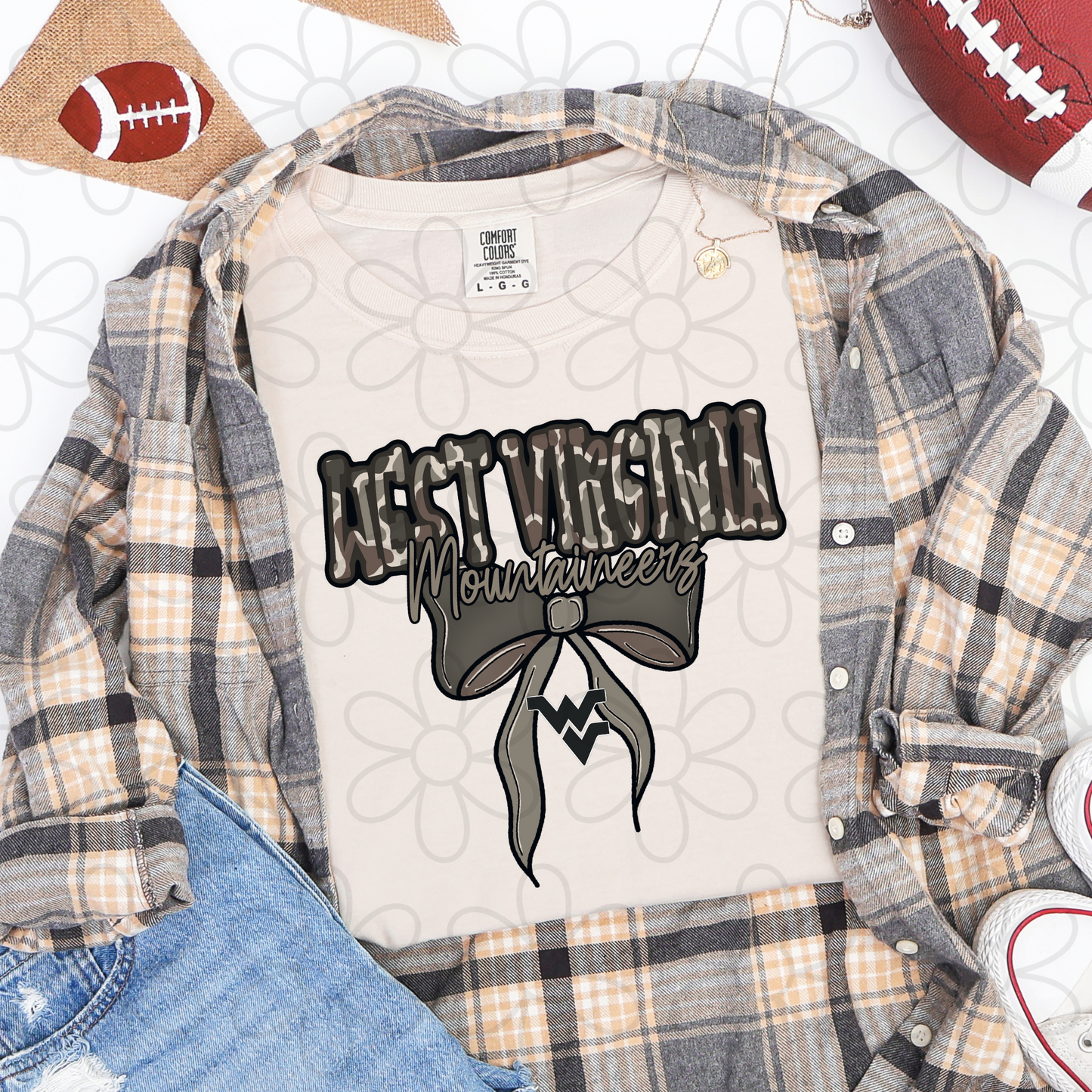 Camo Sports Teams Bow (Multiple Options) Kids Completed Tee