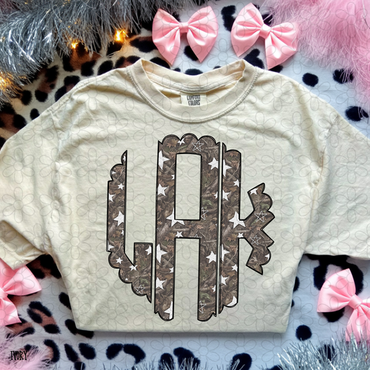Camo Stars Custom Monogram Completed Tee