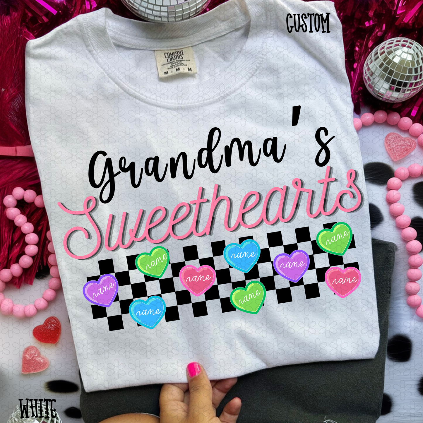 Checkered Custom Names Sweethearts DTF Transfer
