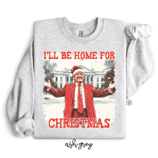 Trump Red I'll Be Home For Christmas Santa Hat Kids Completed Tee