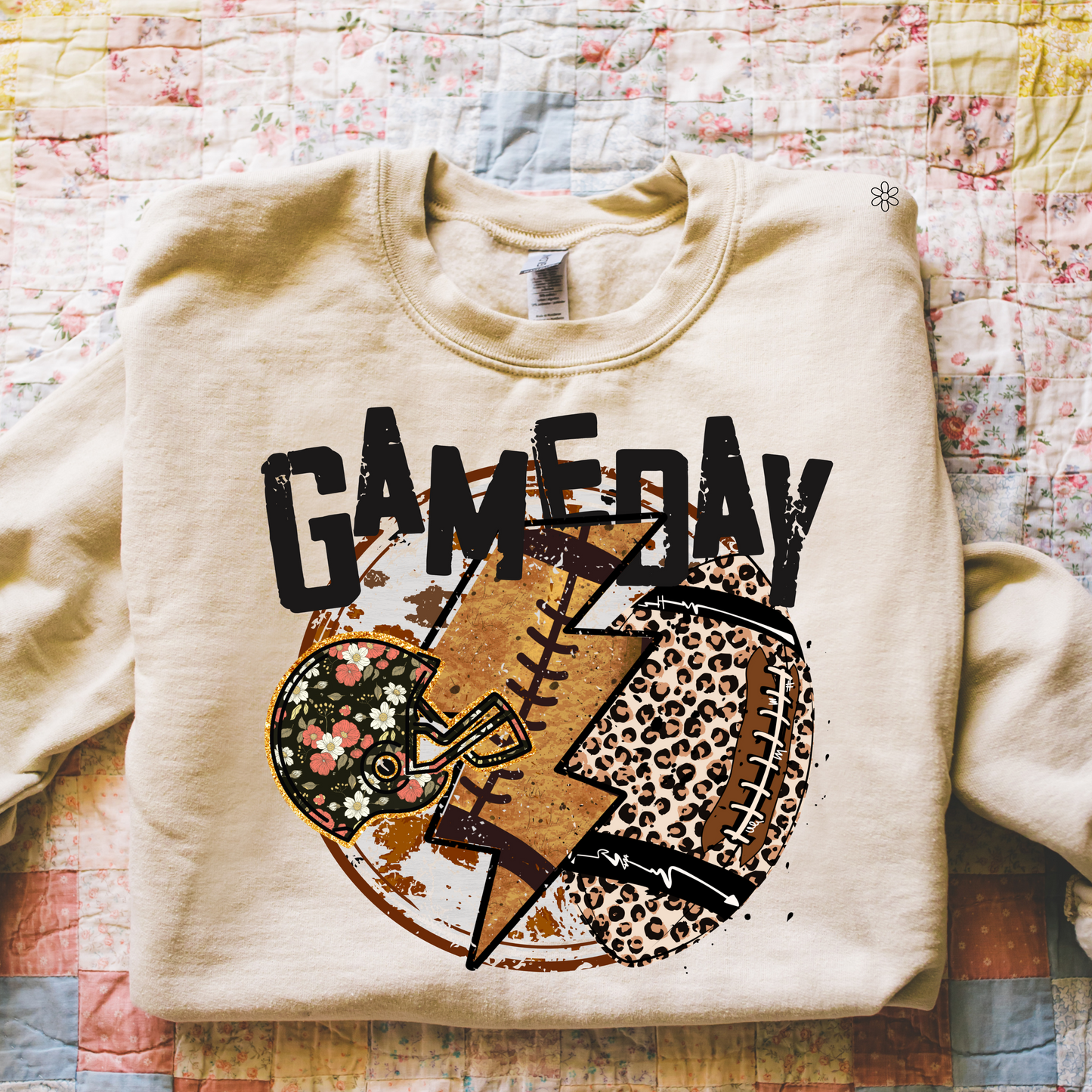 Game Day Floral Leopard Football Transfer Only