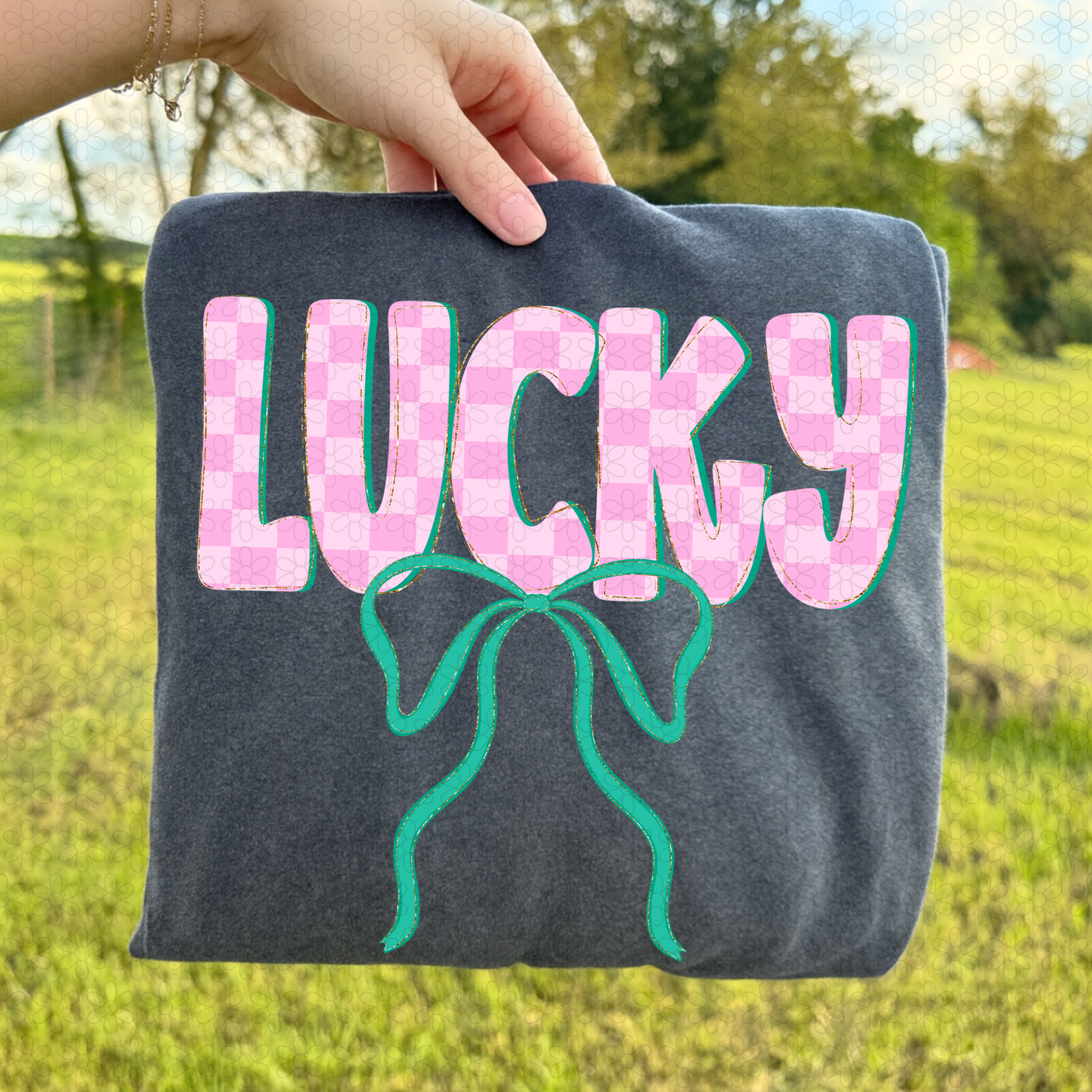 Pink Checkered Lucky (Multiple Options) Completed Tee