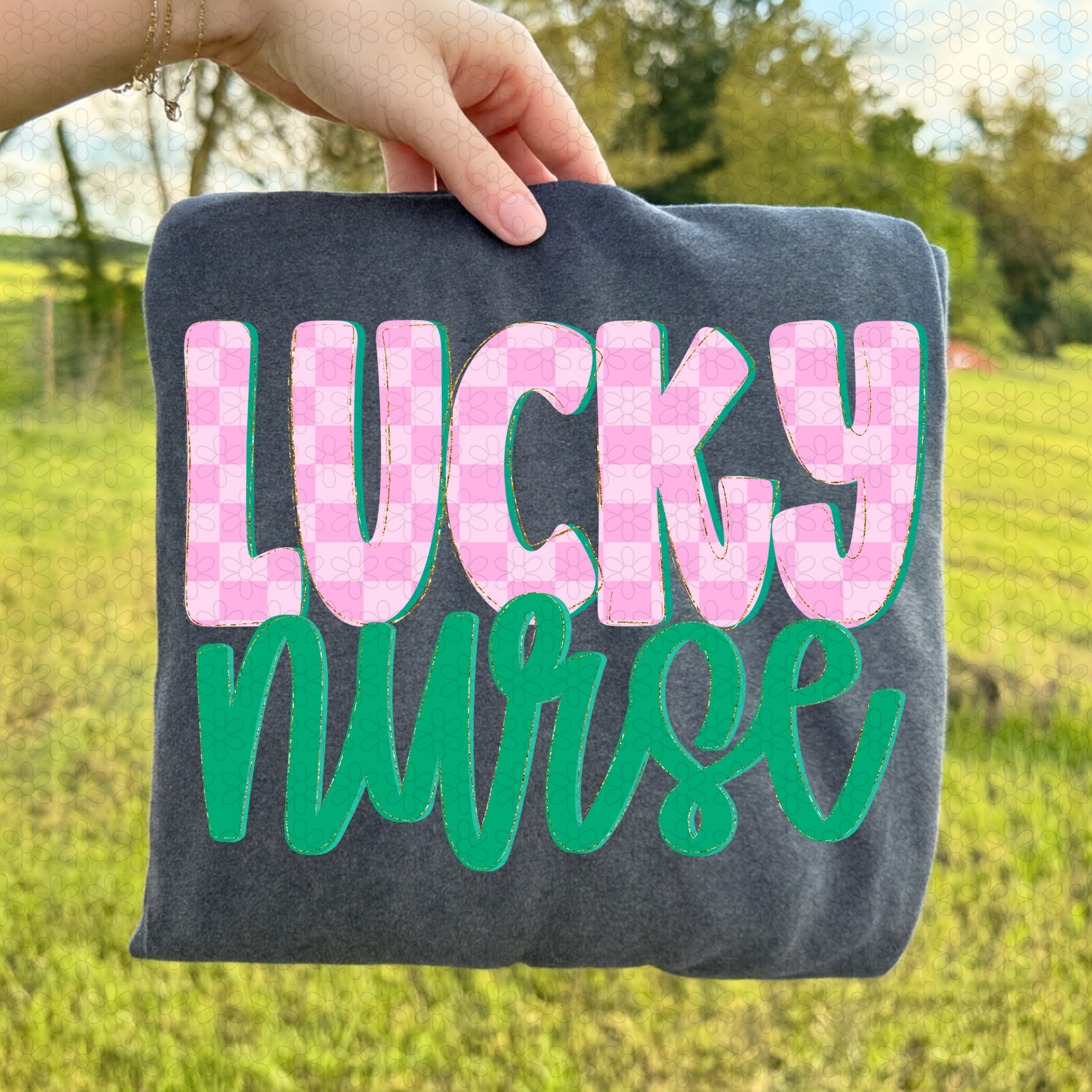 Pink Checkered Lucky (Multiple Options) Completed Tee