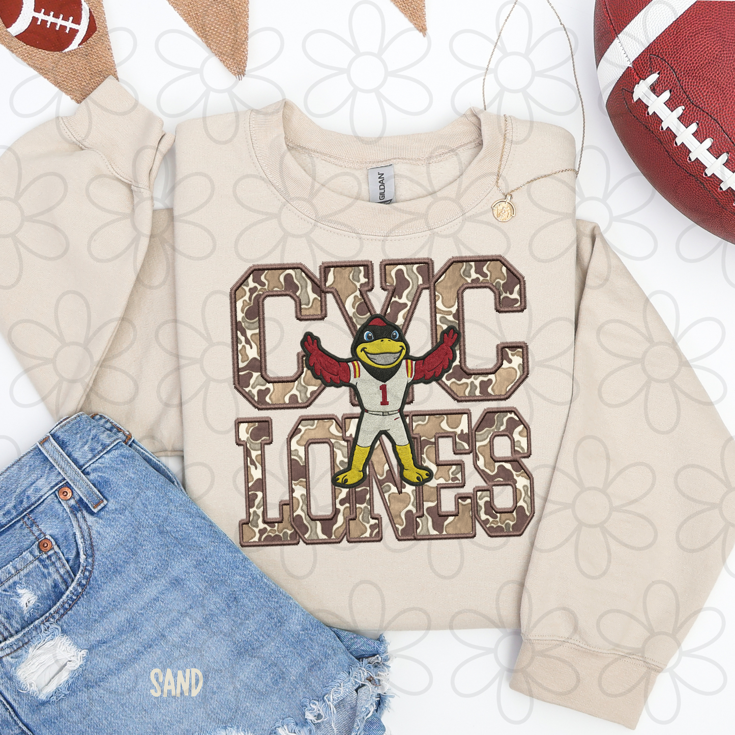 Camo Football Teams Mascot (Multiple Options) Kids Completed Tee