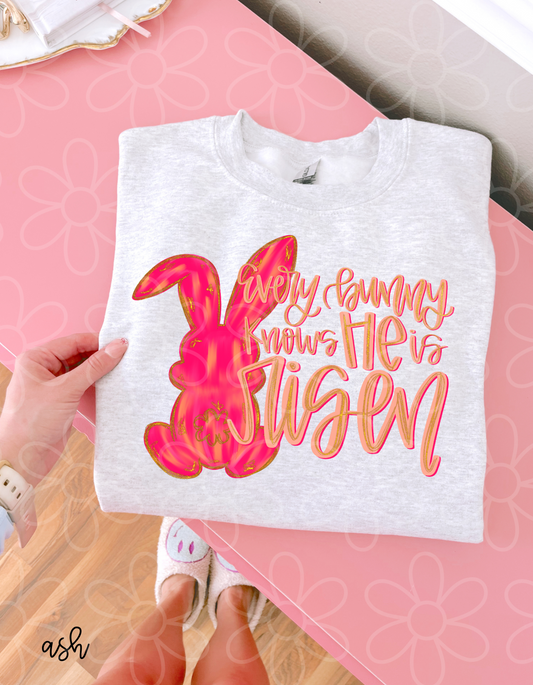 Every Bunny Knows He Is Risen Kids Completed Tee