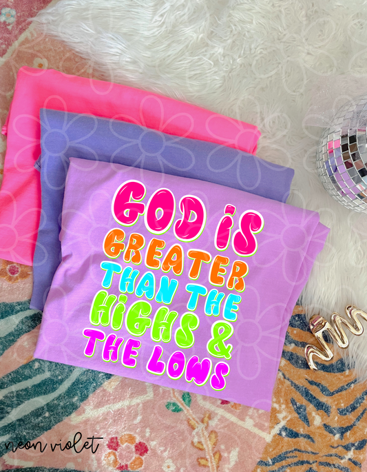 Neon God Is Greater Than The Highs & The Lows Kids Completed Tee