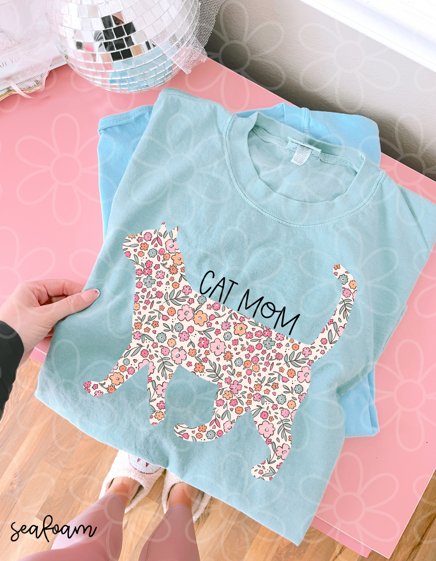 Floral Cat Mom Completed Tee