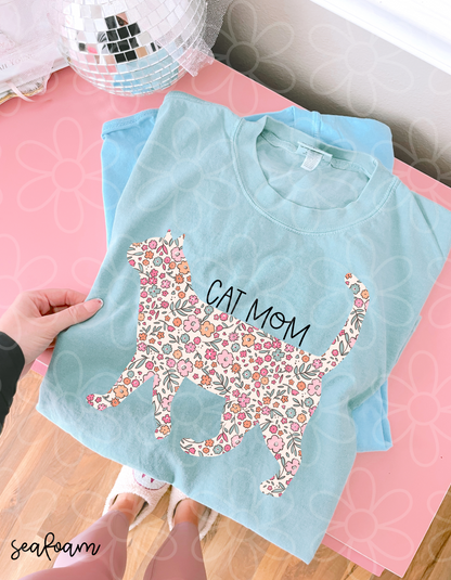 Floral Cat Mom Completed Tee