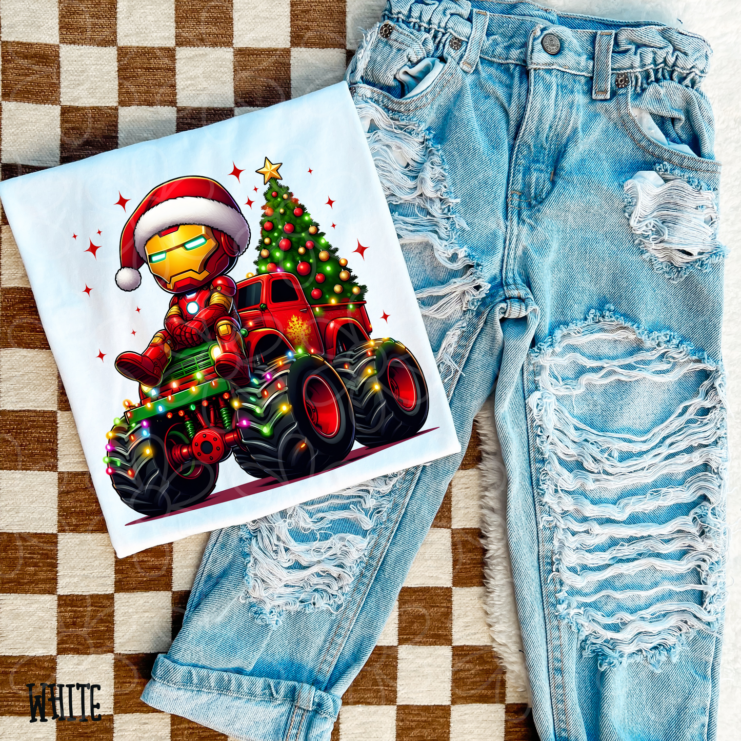 Superhero Christmas Truck (Multiple Options) Kids Completed Tee