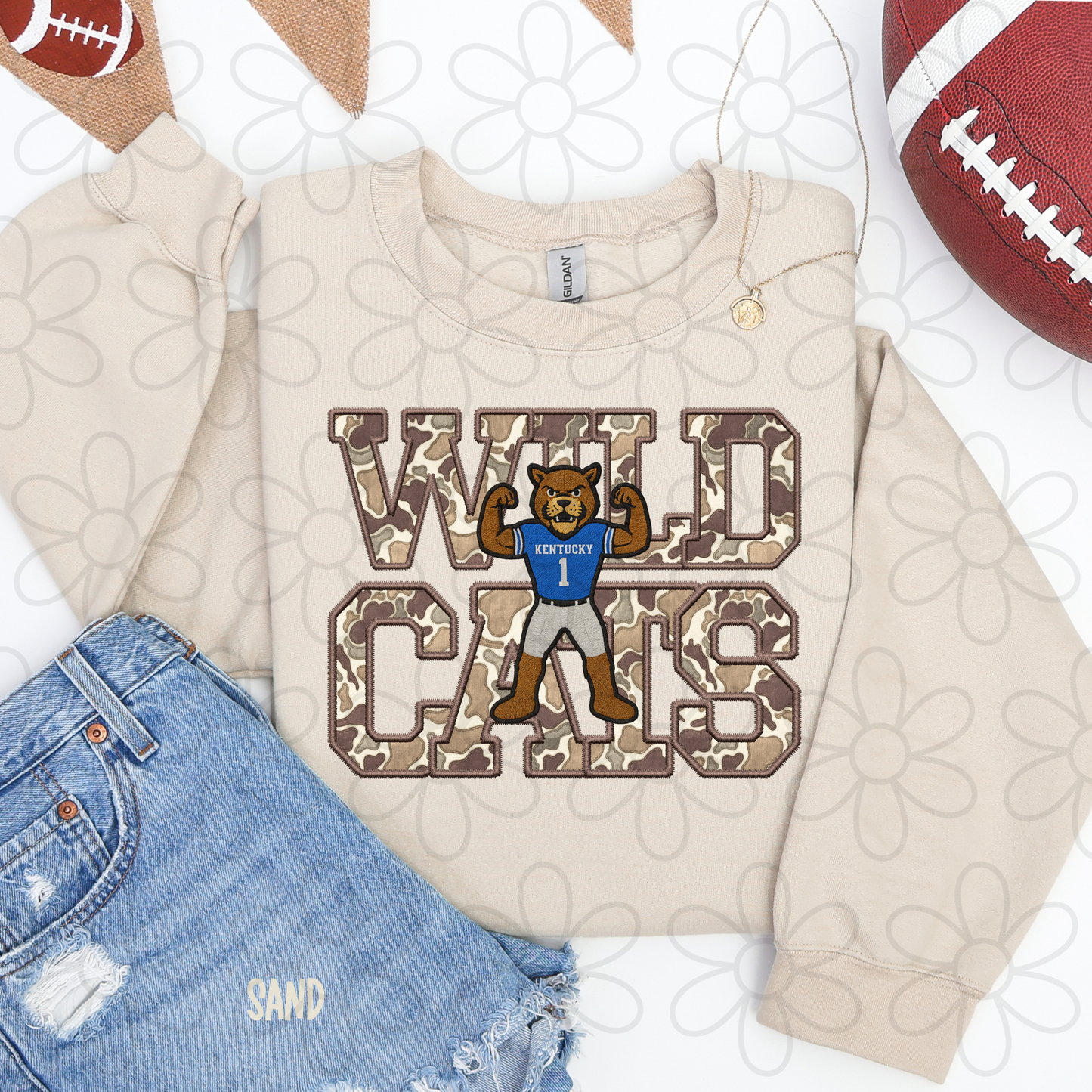 Camo Football Teams Mascot (Multiple Options) Kids Completed Tee