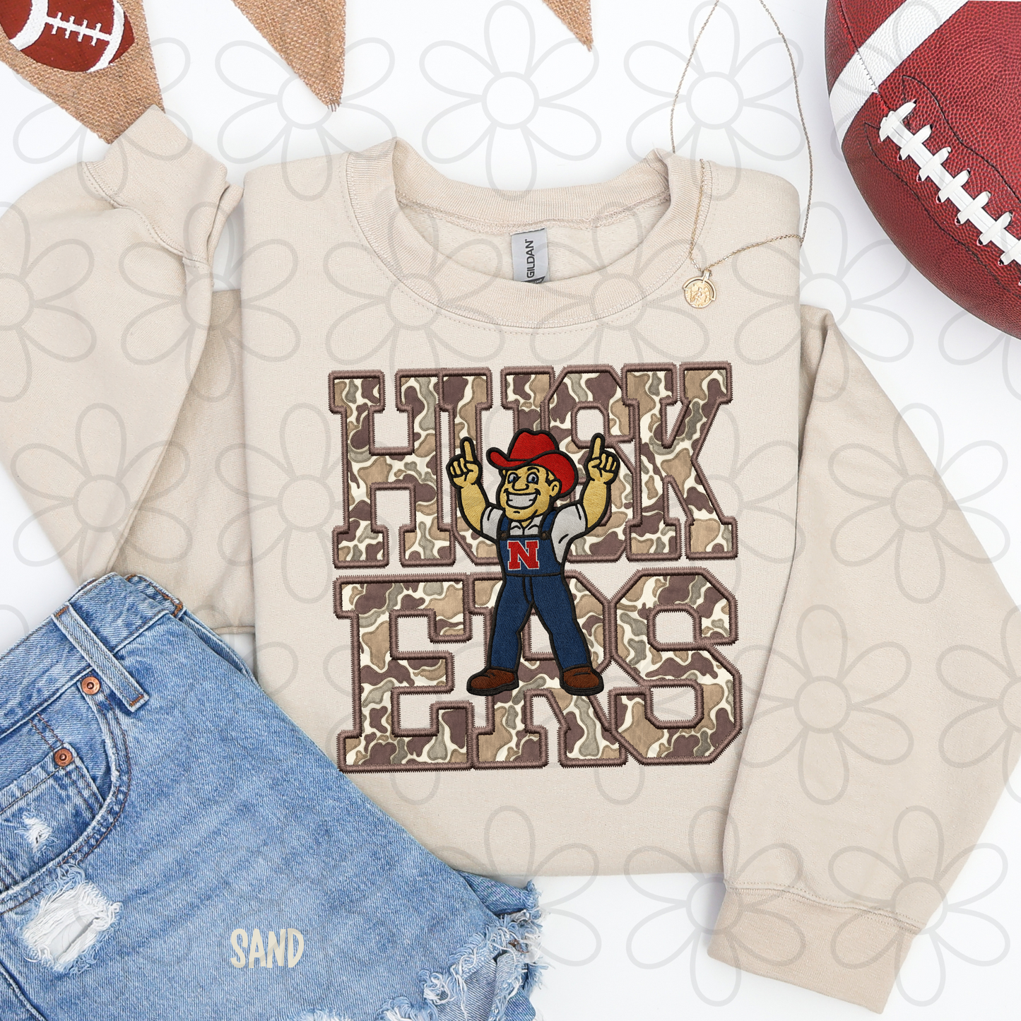 Camo Football Teams Mascot (Multiple Options) Kids Completed Tee