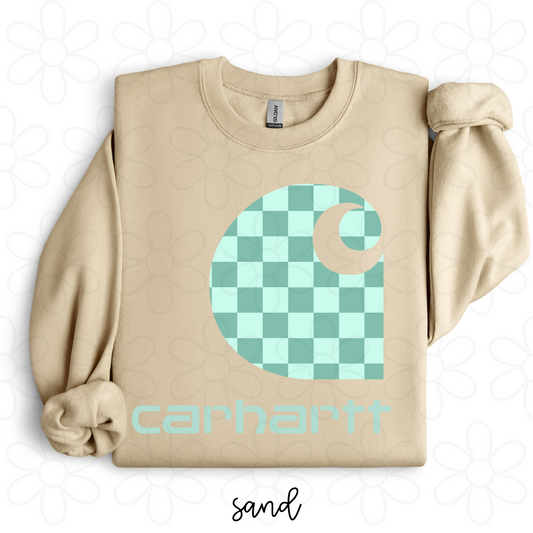 Carhartt Bright Blue Checkered Kids Completed Tee