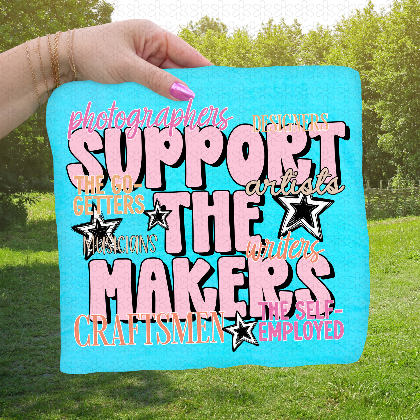 Support The Makers Pink Completed Tee