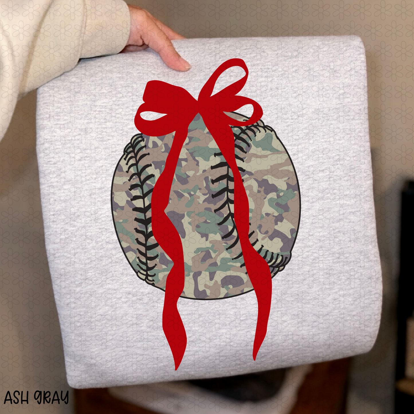 Camo Ball Red Bow Completed Tee