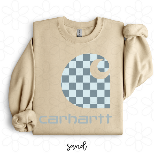 Carhartt Dark & Light Blue Checkered Completed Tee