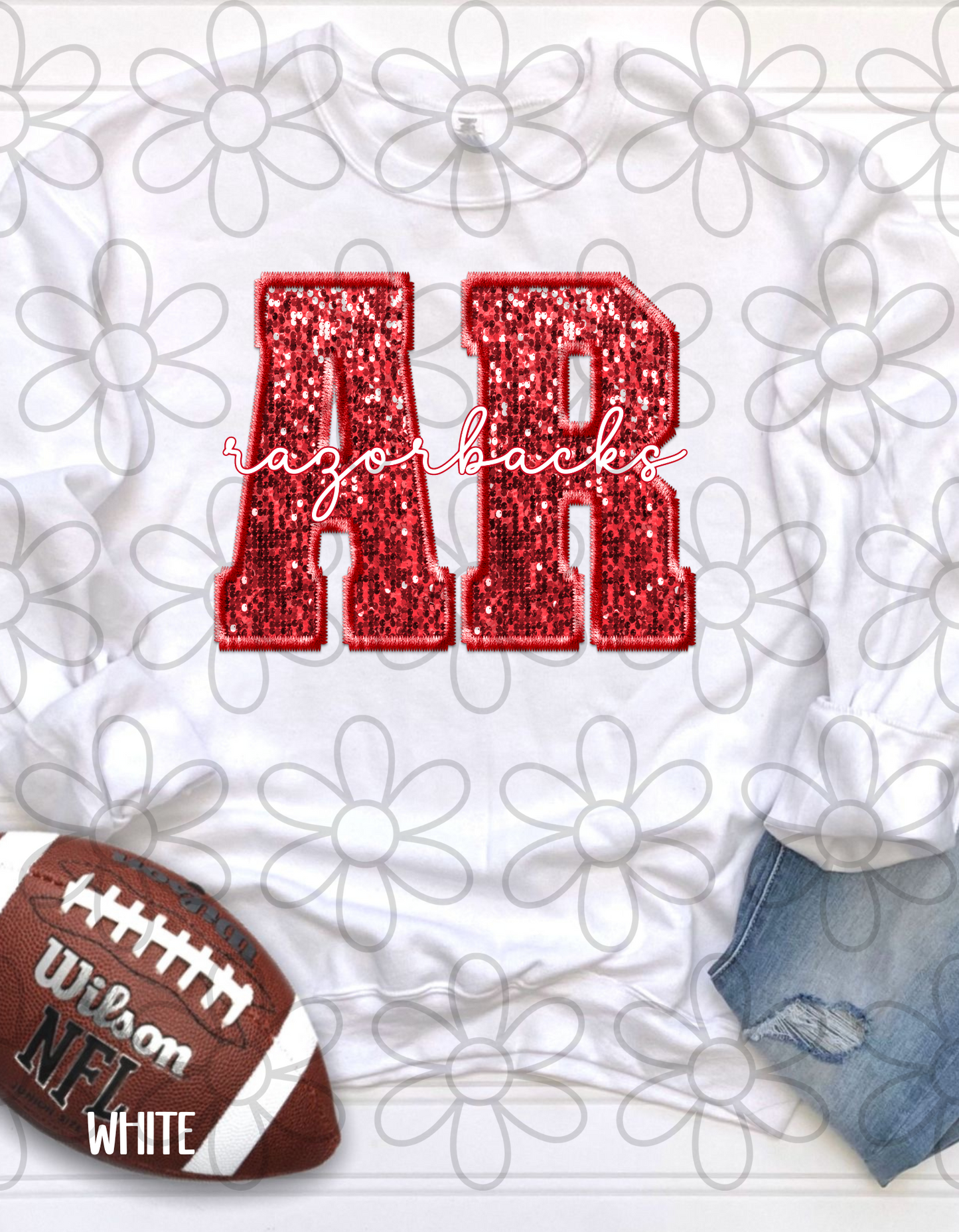 Football Team Sequins (Multiple Options) Kids Completed Tee