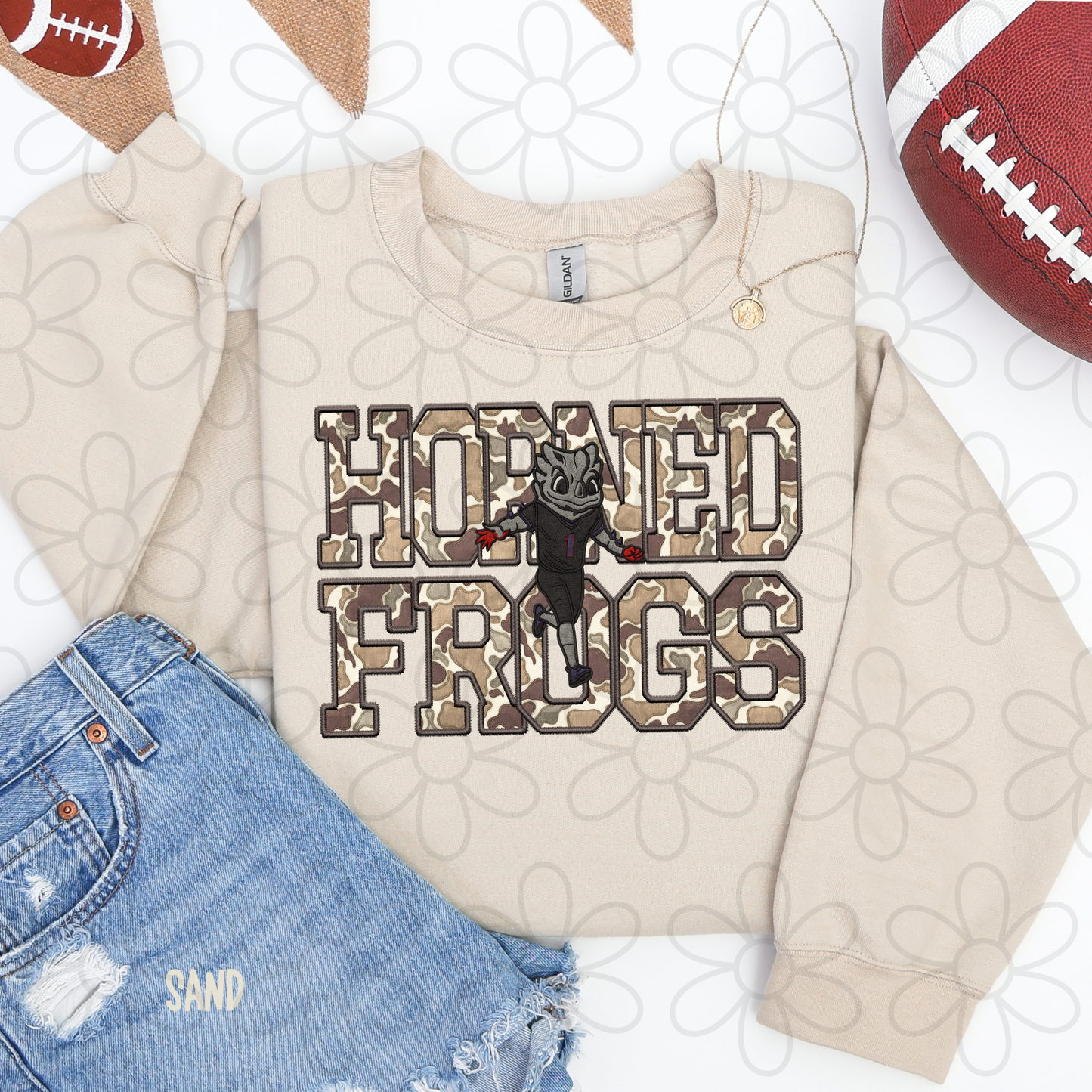 Camo Football Teams Mascot (Multiple Options) Kids Completed Tee
