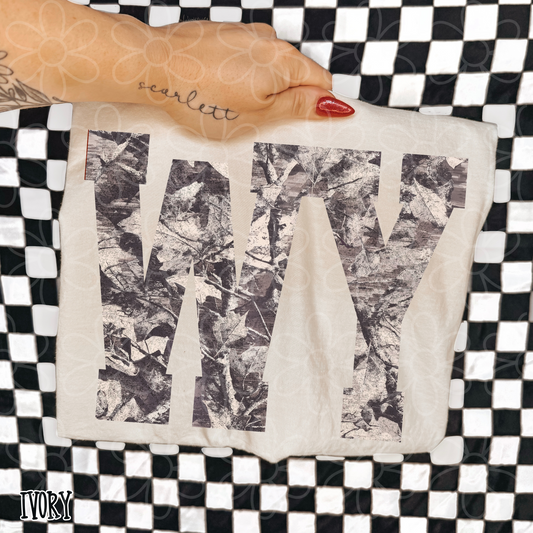 Leafy Camo State Abbreviations (Multiple Options) Completed Tee