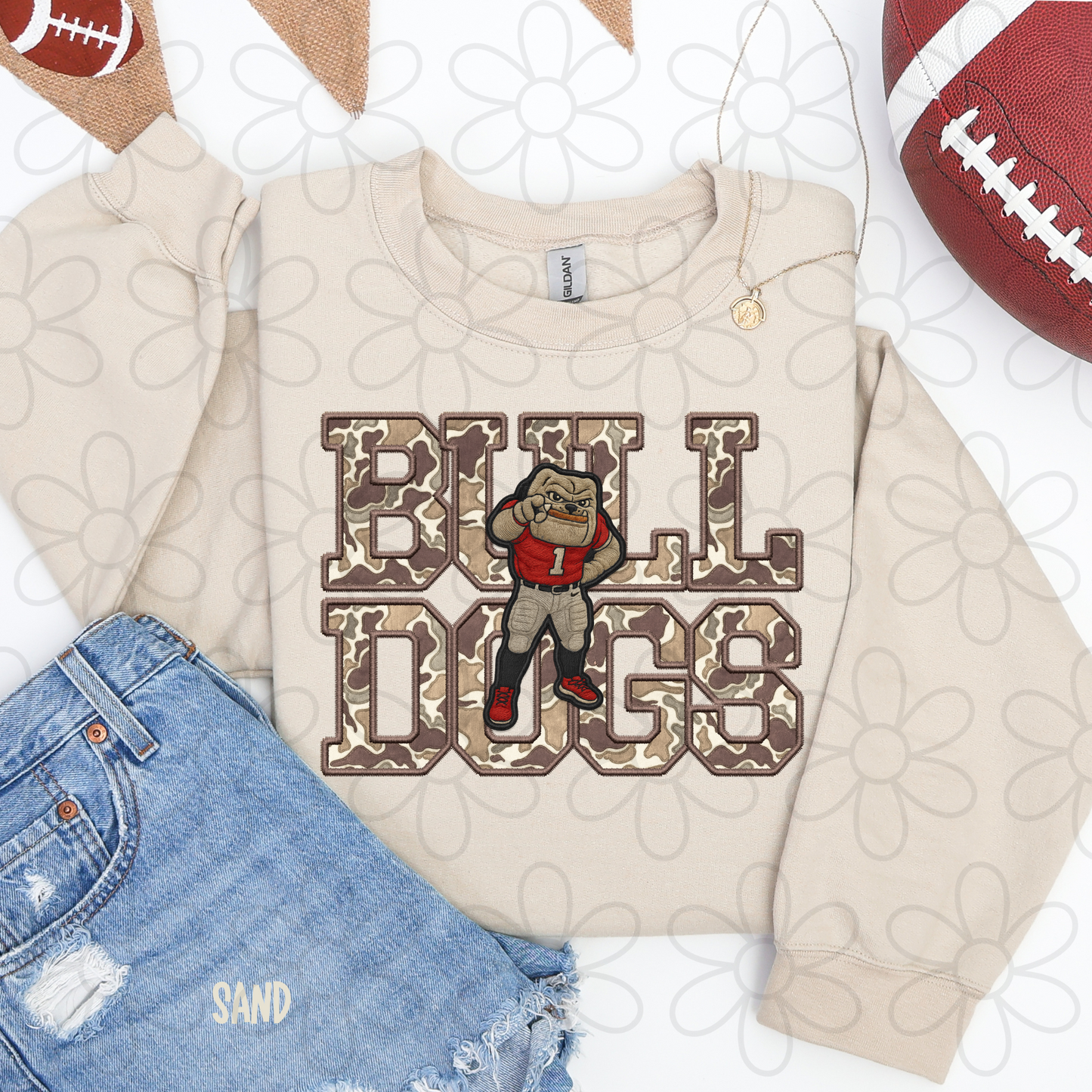 Camo Football Teams Mascot (Multiple Options) Kids Completed Tee