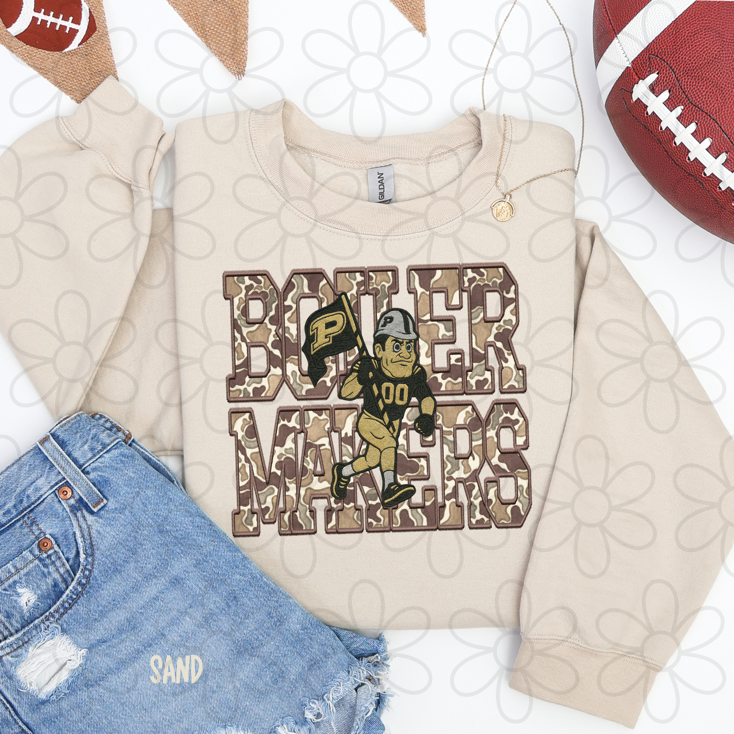 Camo Football Teams Mascot (Multiple Options) Kids Completed Tee