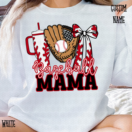 Custom Baseball Name Cup Glove Bow DTF Transfer