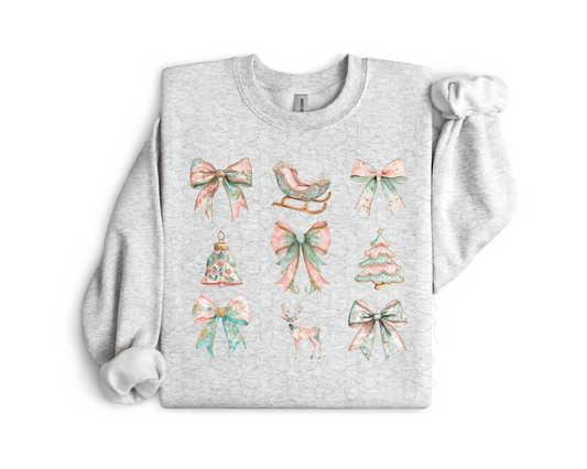 Pink and Turquoise Christmas Coquette Kids Completed Tee