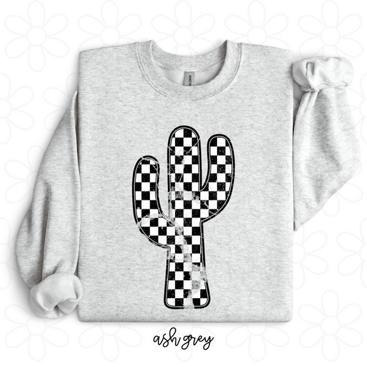Grunge Checker Cactus  DTF Transfer
