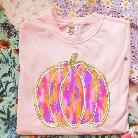Glitter Pumpkin Completed Tee
