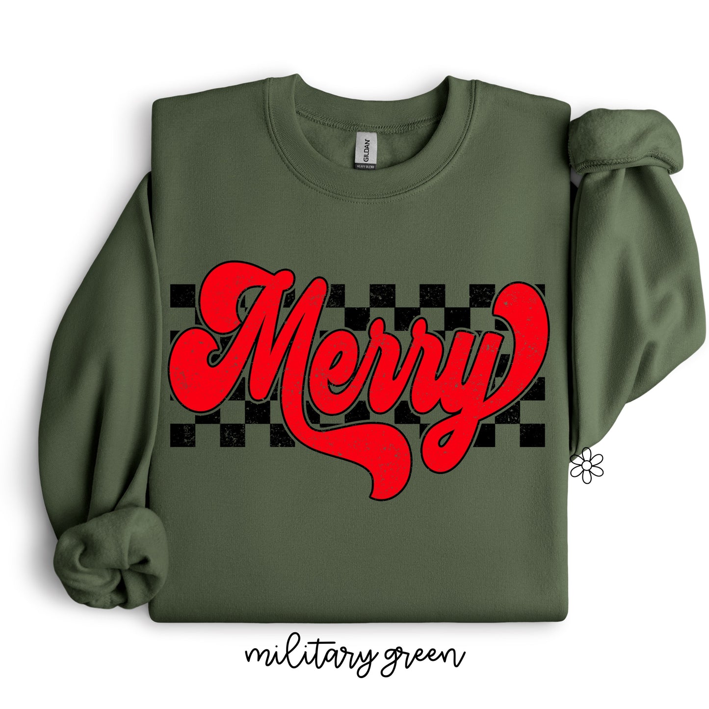 Red Merry Checker DTF Transfer