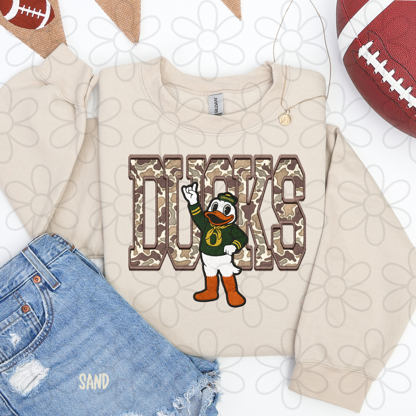 Camo Football Teams Mascot (Multiple Options) Kids Completed Tee