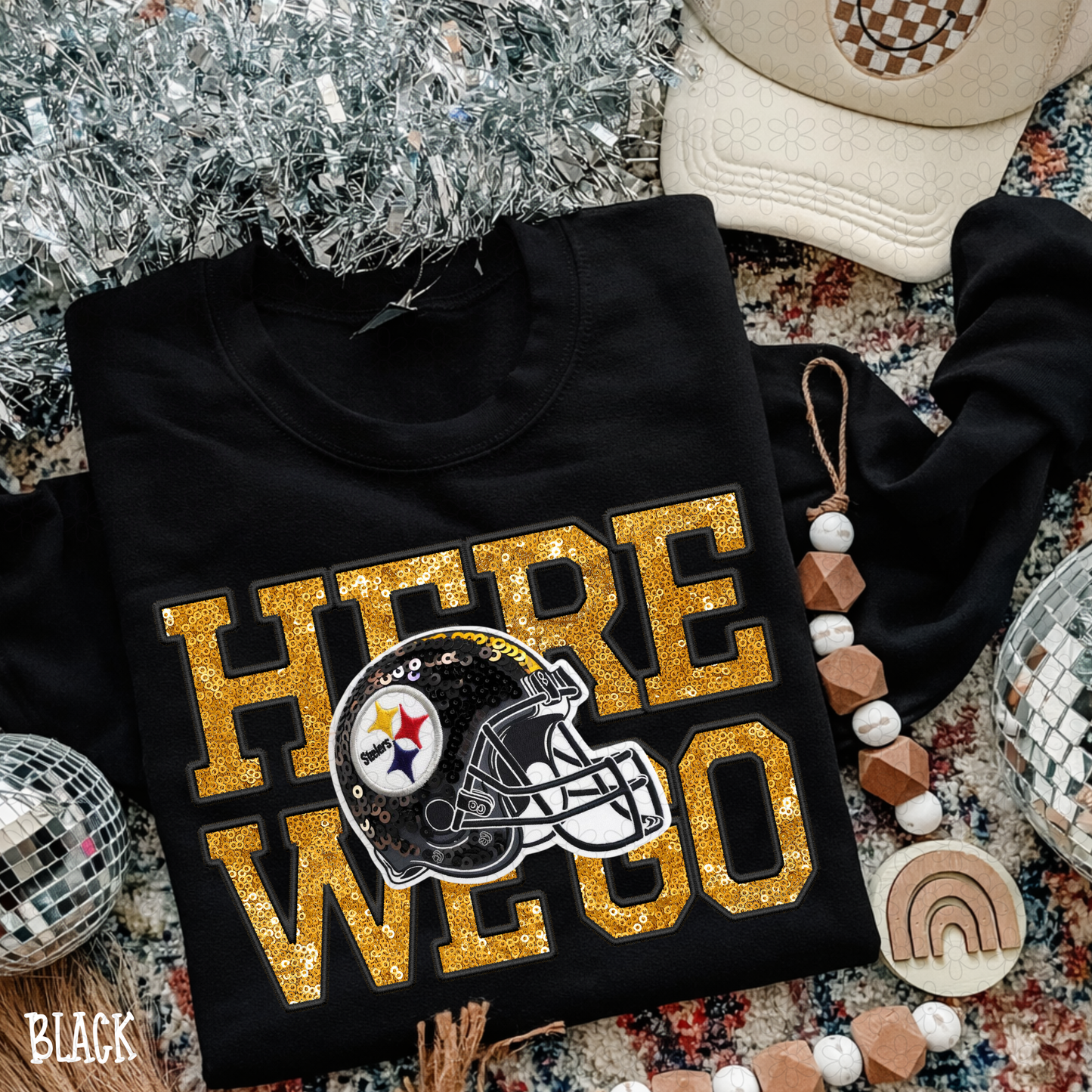 Faux Sequins Football Teams (Multiple Options) Kids Completed Tee