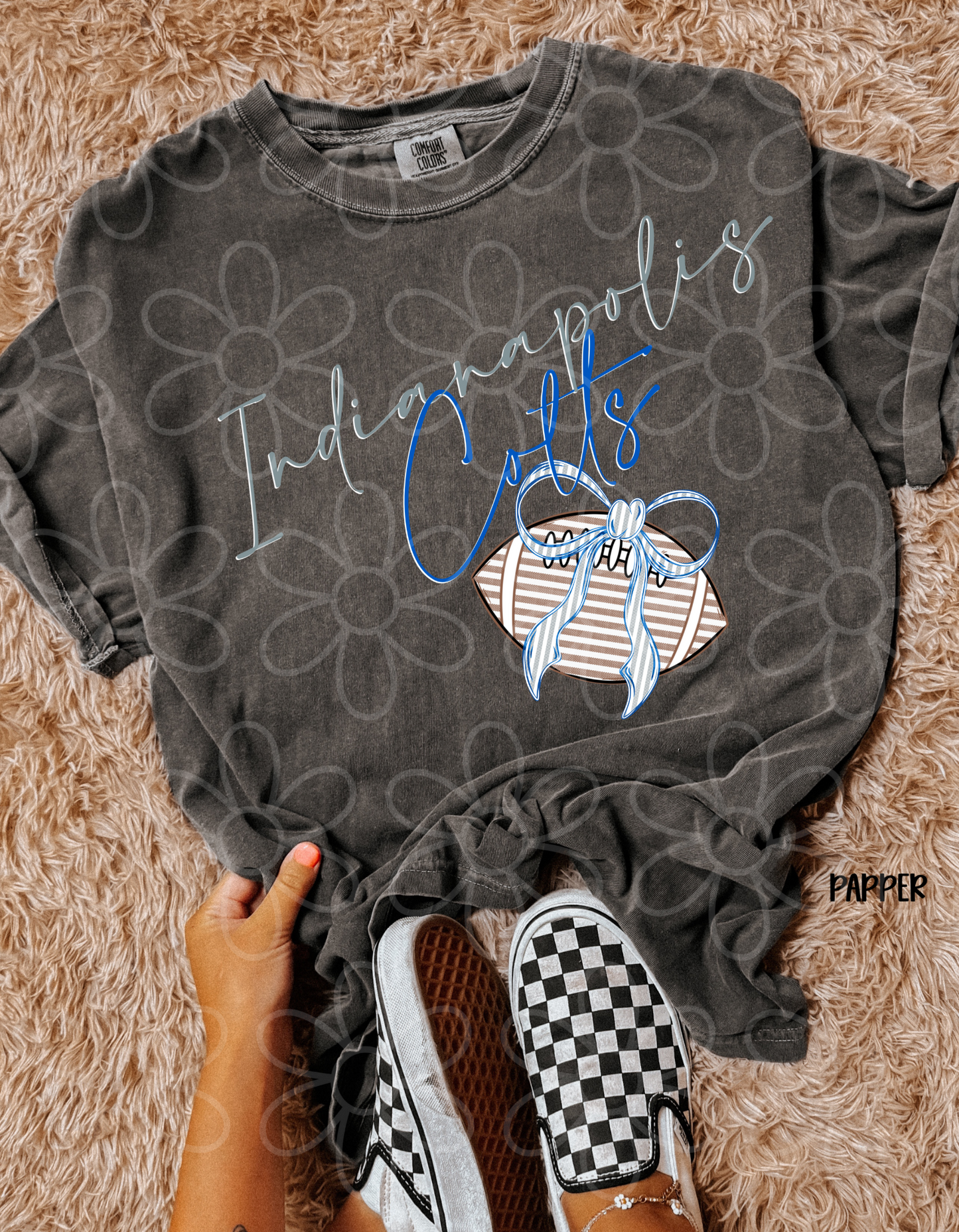 Sports Teams Striped Football Bow (Multiple Options) Kids Completed Tee