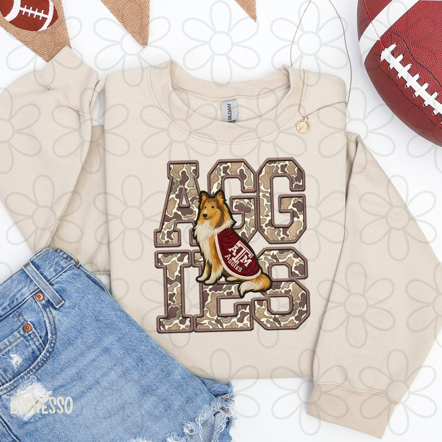 Camo Football Teams Mascot (Multiple Options) Kids Completed Tee