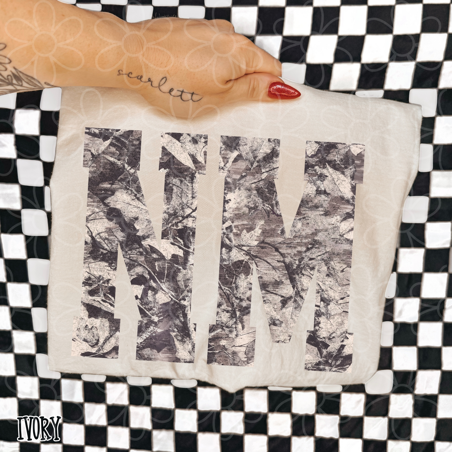Leafy Camo State Abbreviations (Multiple Options) ( DTF Transfer