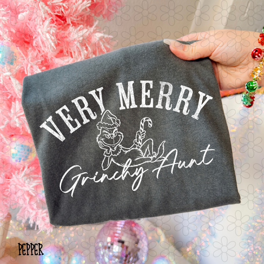 Very Merry Grinchy Name White (Multiple Options) Completed Tee