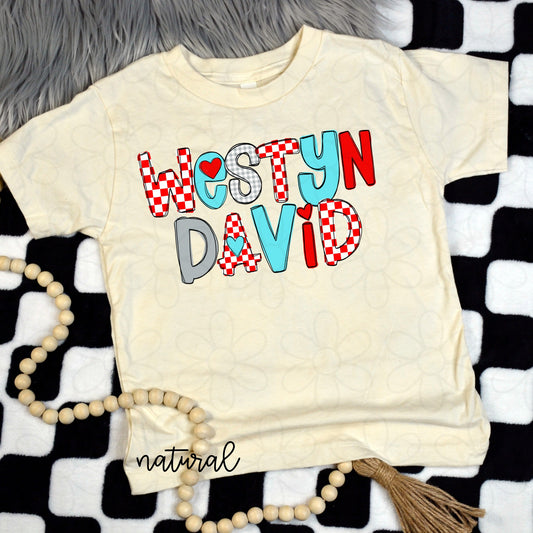 Custom Valentines Days Boy Name Kids Completed Tee