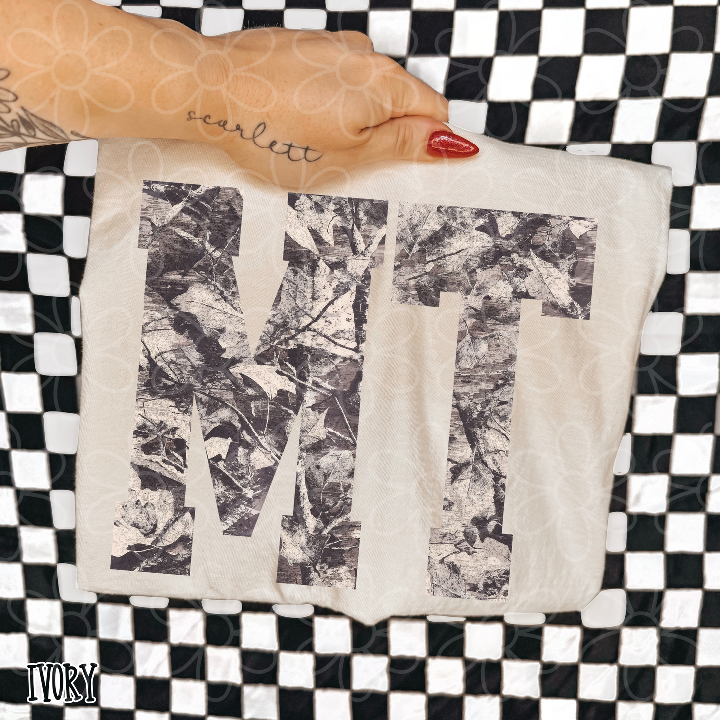 Leafy Camo State Abbreviations (Multiple Options) Kids Completed Tee