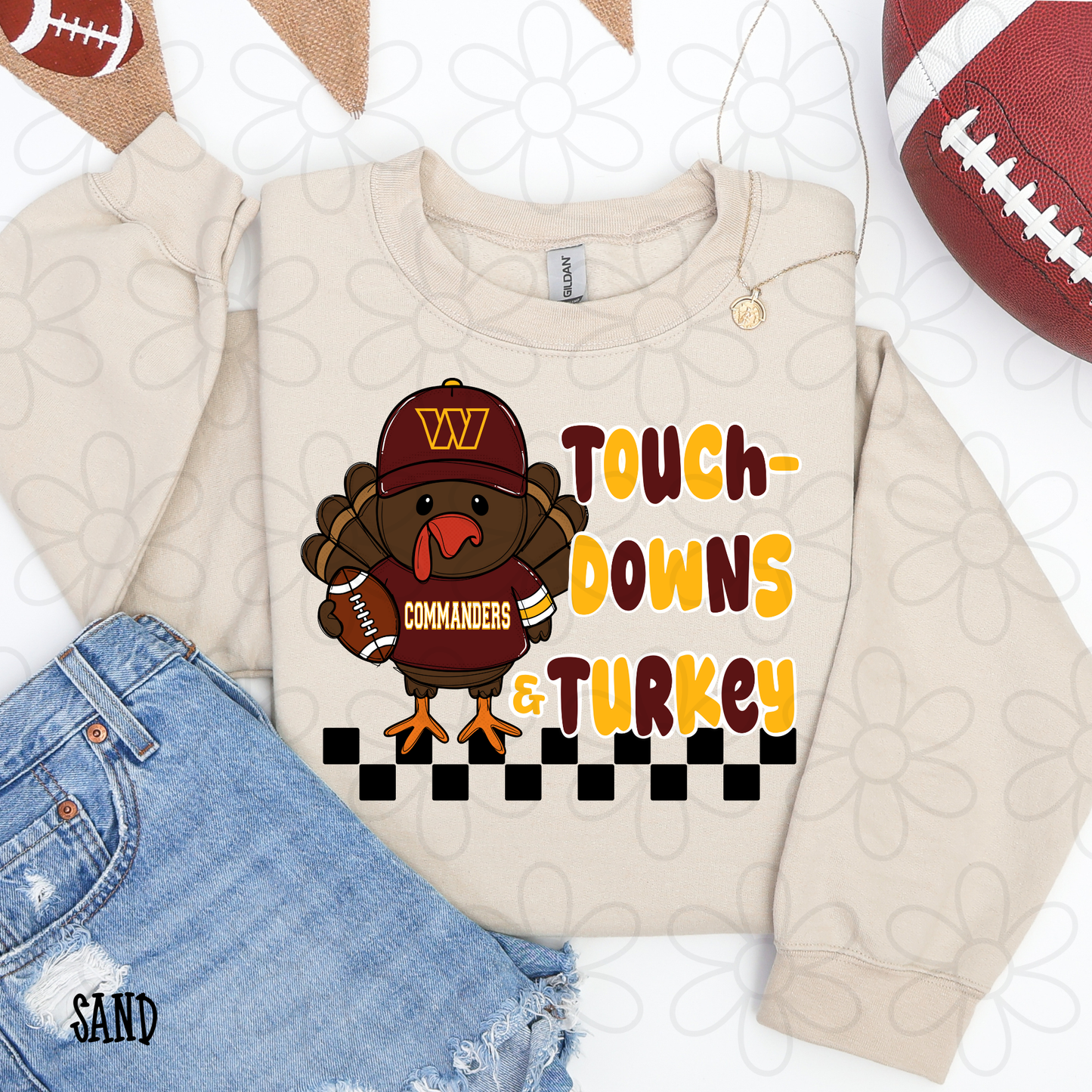 Touchdowns & Turkey Football Teams (Multiple Options) Kids Completed Tee