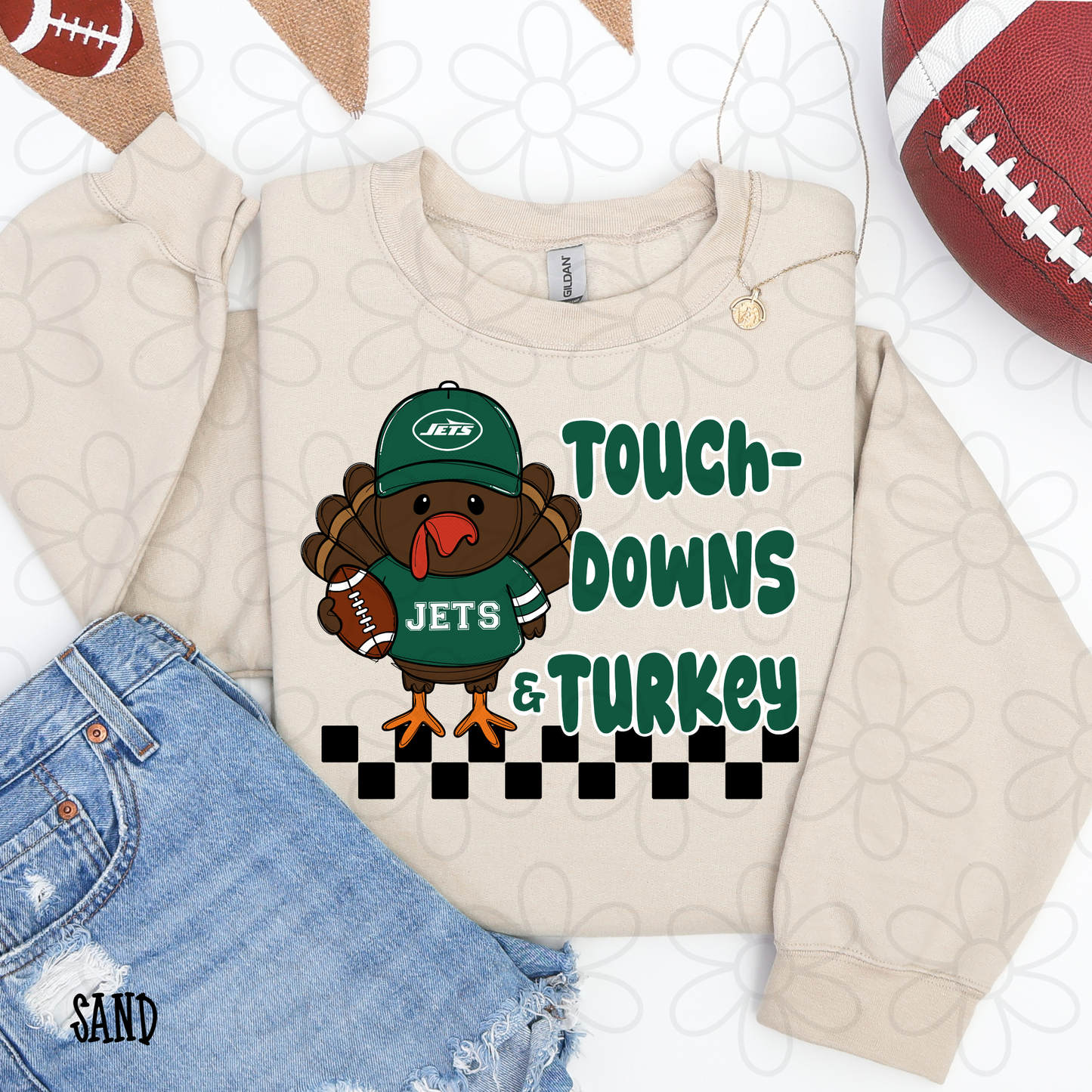 Touchdowns & Turkey Football Teams (Multiple Options) Kids Completed Tee