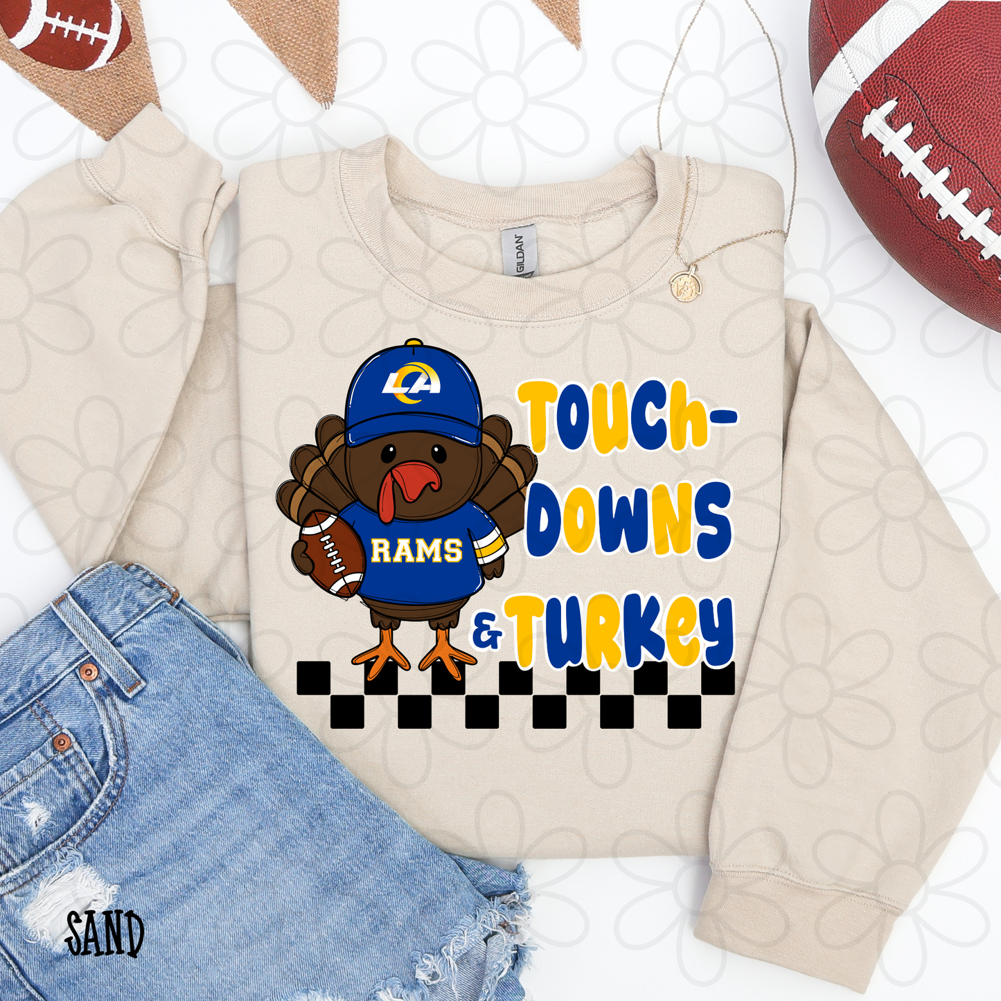 Touchdowns & Turkey Football Teams (Multiple Options) Completed Tee