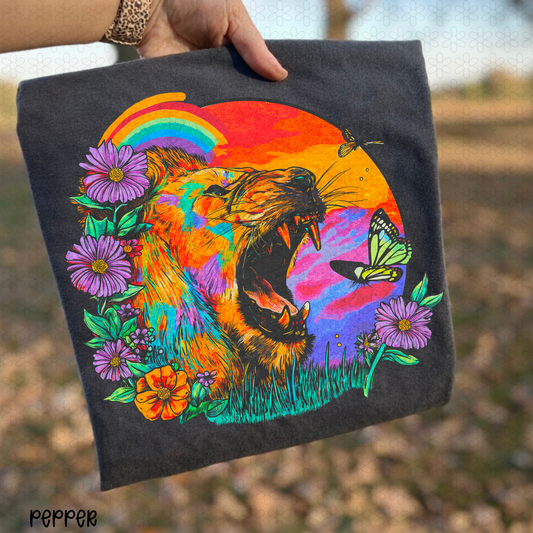 Retro Neon Lion Completed Tee