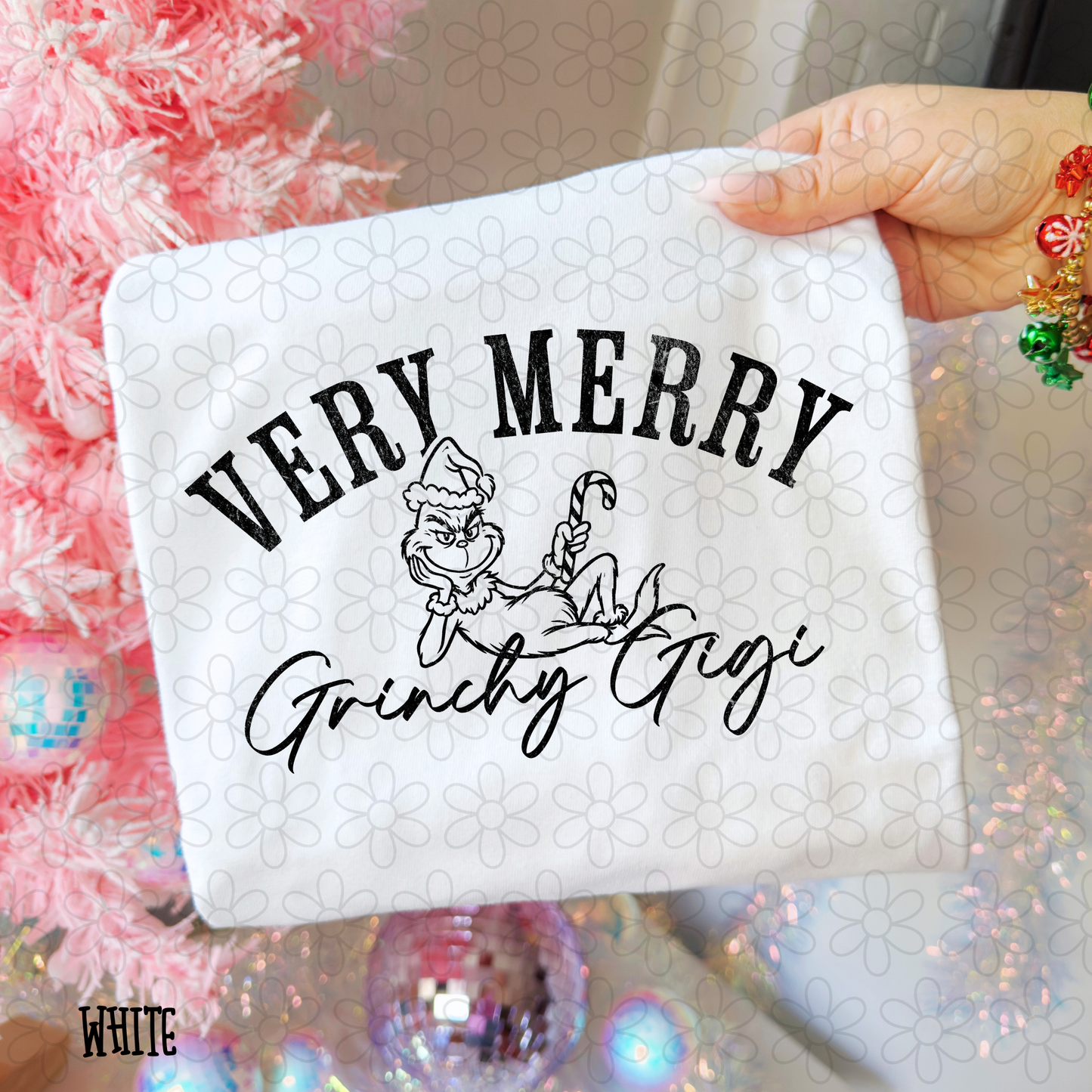 Very Merry Grinchy Name Black (Multiple Options) DTF Transfer