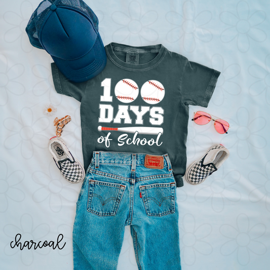 100 Days Of School Baseball Kids Completed Tee