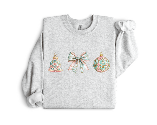 Vintage Floral Christmas Ornament Coquette Kids Completed Tee