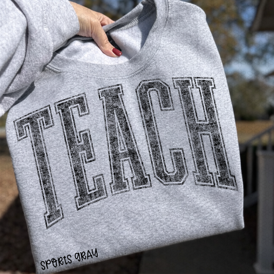 Black Grey Distressed Teach Completed Tee