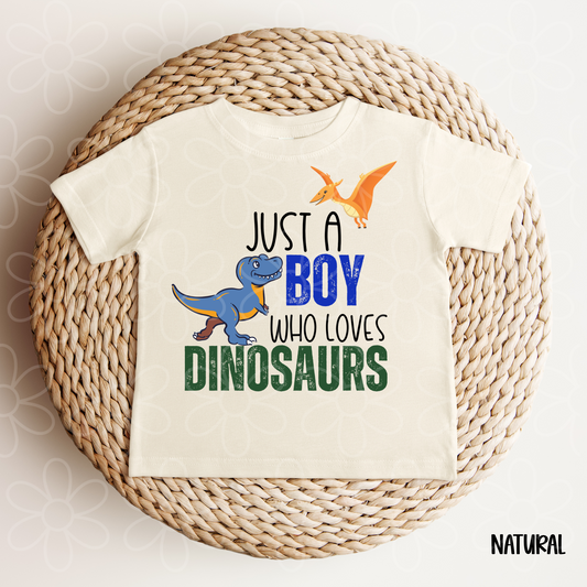 Just A Boy Who Loves Dinosaurs Kids Completed Tee