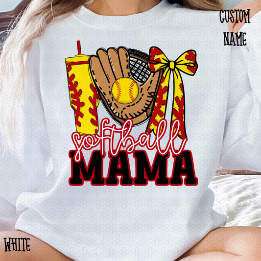 Custom Softball Name Cup Glove Bow DTF Transfer