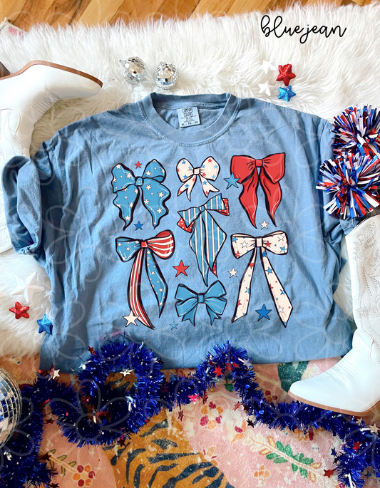 4th Of July Coquette Bows Kids Completed Tee