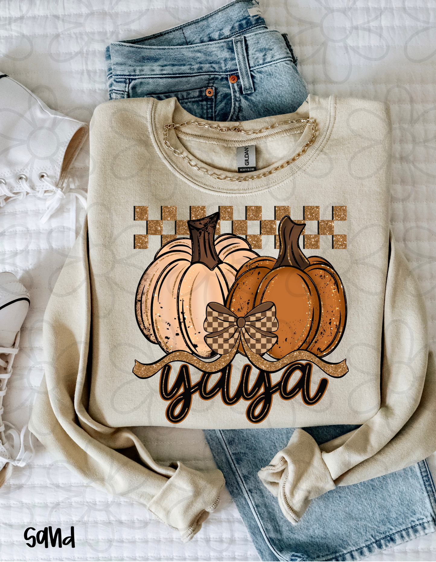 Fall Pumpkins Checkered Names (Multiple Options - No Customs) DTF Transfer