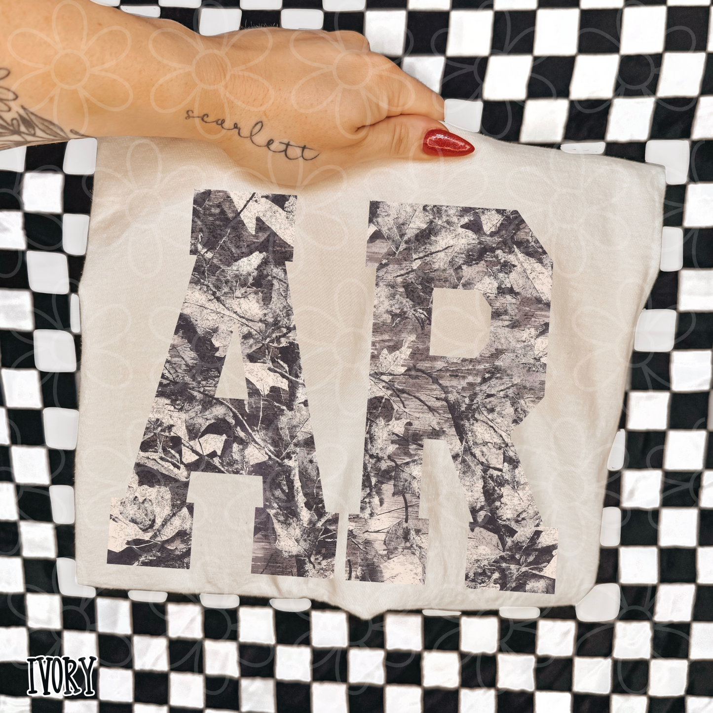 Leafy Camo State Abbreviations (Multiple Options) ( DTF Transfer